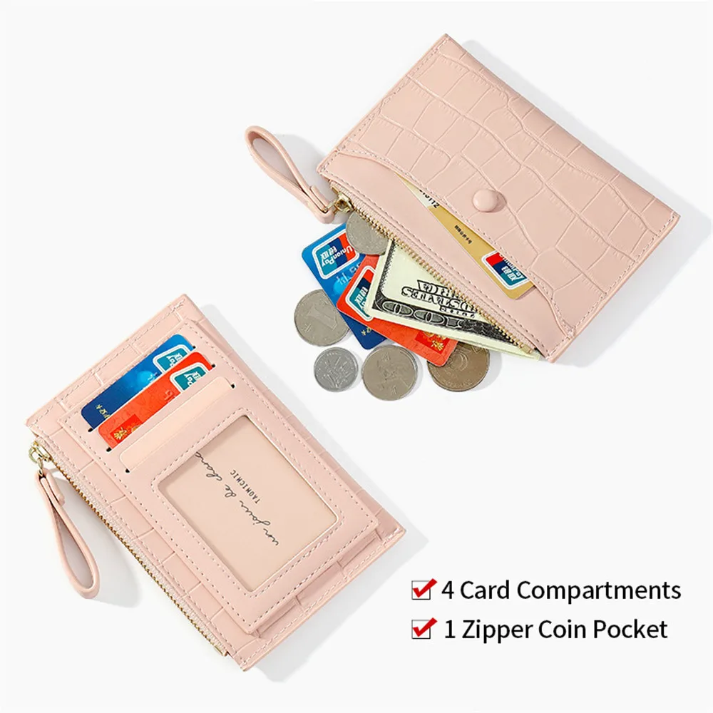 

Mini Women Card Holder Cute Credit Id Card Holders Zipper Slim Wallet Case Pu Leather Coin Purse