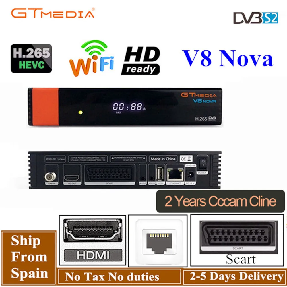 GTmedia V8 Nova Scart DVB-S2 HD спутниковый ресивер Поддержка H.265 FTACccam Newcamd power vu biss встроенный WiFi vs Freesat v9