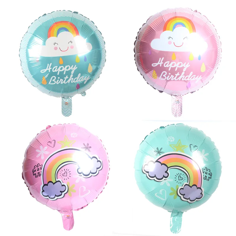 10pcs 18inch Smiley face white clouds rainbow Foil Balloons Happy Birthday Party decorations Balloon Baby Shower Toy kids Gift | Дом и сад