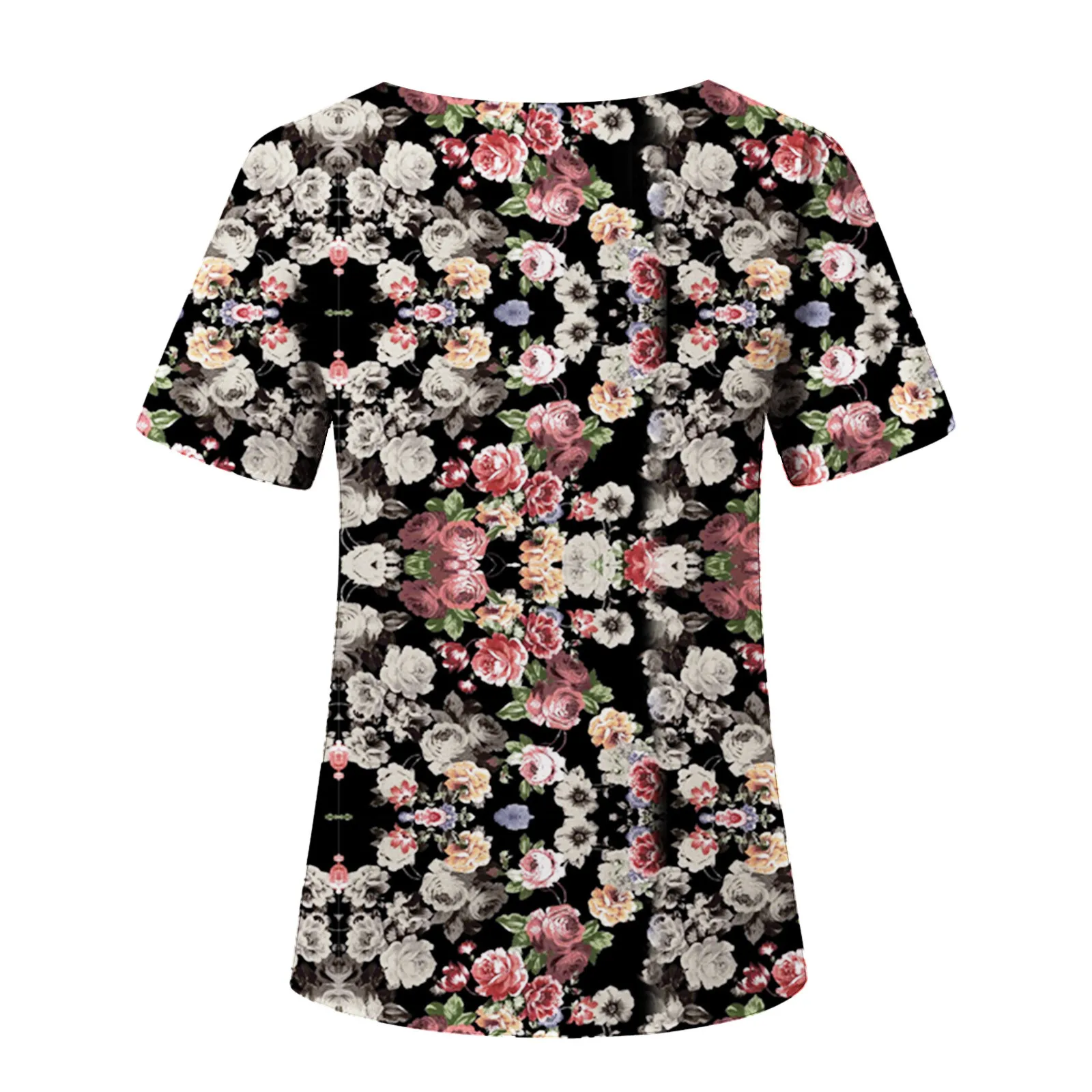 Для женщин с V-образным вырезом и короткими рукавами топы карманами Рабочая