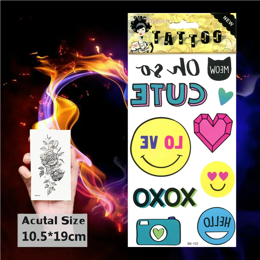Временные татуировки с милым смайликом для камеры и желтого цвета