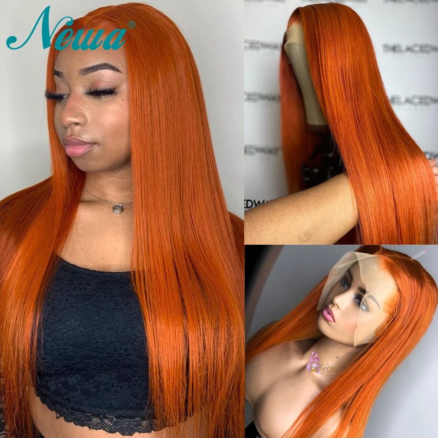 

Newa Hair Ginger Orange Lace Front Wig Glueless Straight Wig With Pre Plucked Brazilian HD Lace Closure Wigs For Black Women