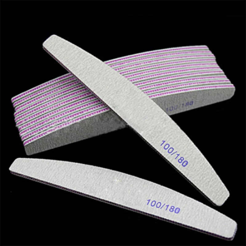 

Professional Nail File 100/180 Half Moon Sandpaper Nail Sanding Blocks Gray White Thick Grinding Polishing Manicure Care Tools