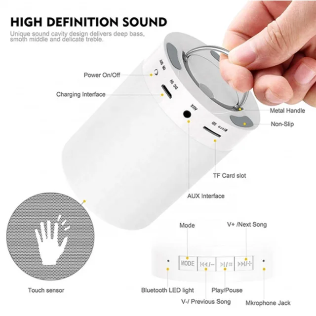 

2021 new portable lamp speaker bedside lamp with Bluetooth speaker touch control color LED wireless TF Card bedside lamp speaker