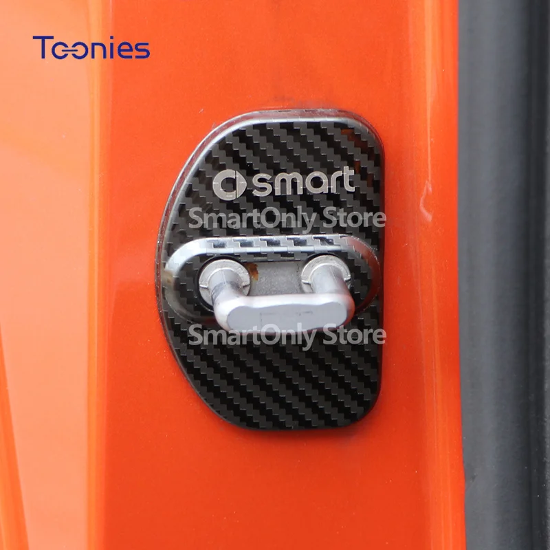 

Углеродное волокно стиль Автомобильный Дверной замок Защитная крышка для Mercedes Smart 451 451 Fortwo Forfour нержавеющая сталь аксессуары для интерьера