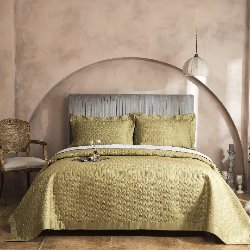 

Высококачественное хлопковое покрывало для кровати, комплект из 3 предметов, шелковая вышивка, постельное белье, наволочка большого размер...