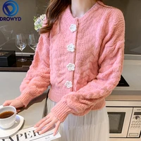 2021 cropped sweater korean cardigan crop top 2021 fashion sweaters sueter coat crochet flower cardigans women knit pull femme