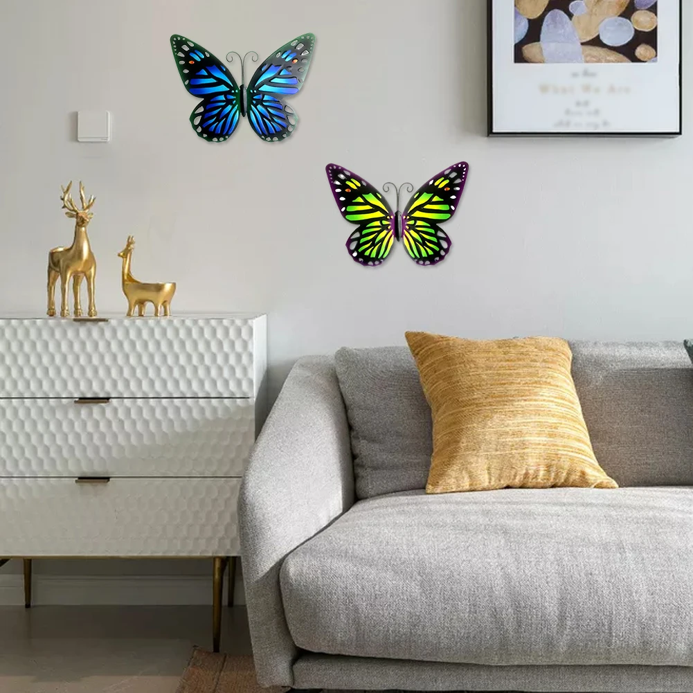 

4pcs Hollow out Butterfly Design Metal Butterfly Wall Art Decoration Home Outdoor Garden Hanging Sculpture Ornament Home Decor