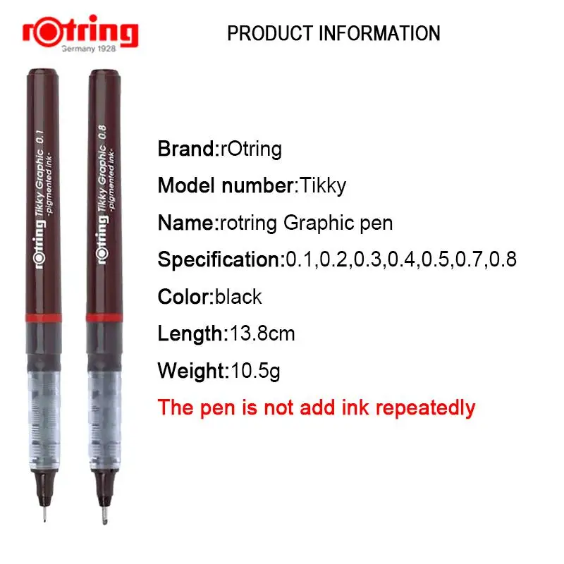 Графическая ручка Rotring Tikky черная пигментированная чернильная дизайнерская 1