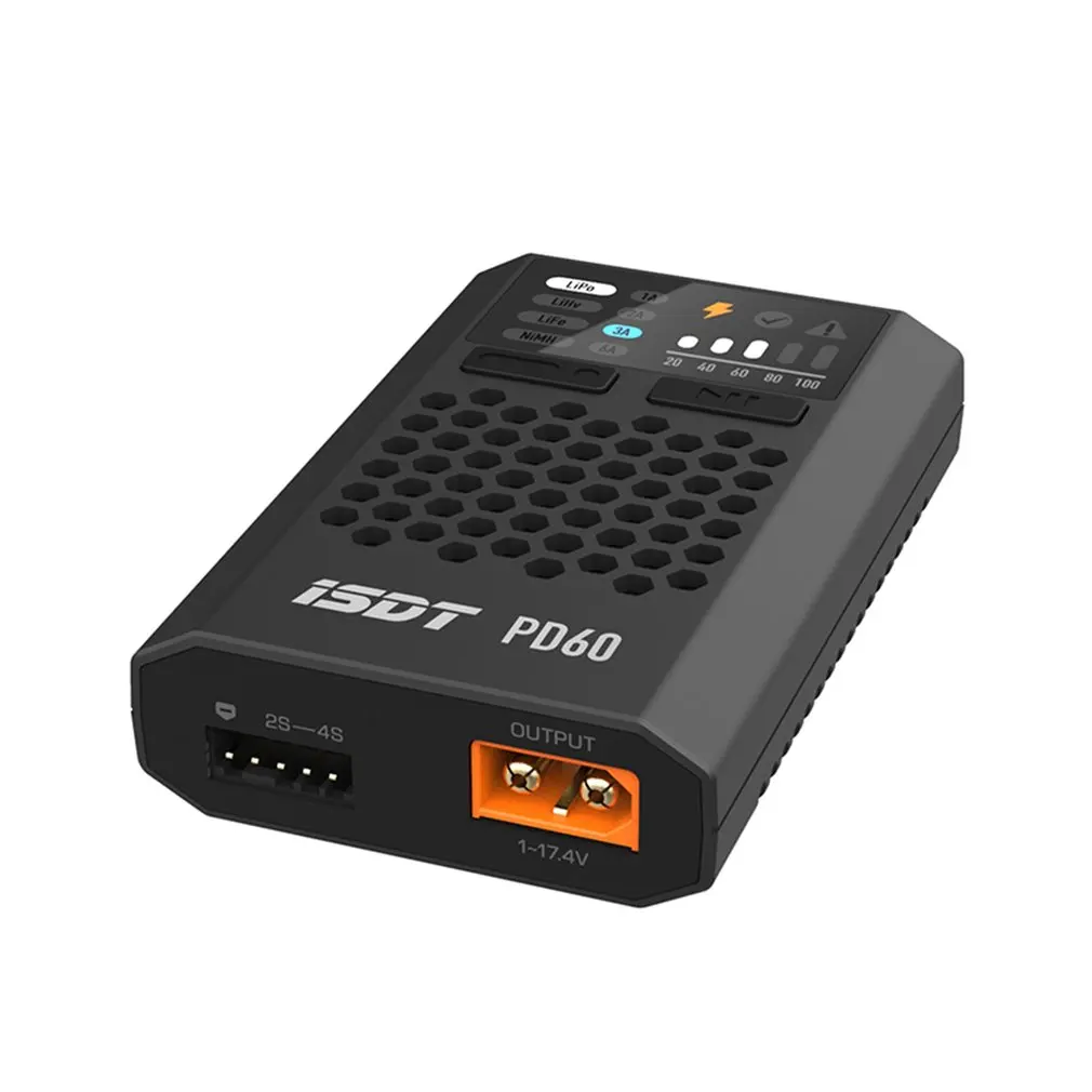 Cargador de equilibrio de bater&iacute;a Lipo ISDT PD60, 60W, entrada tipo C para bater&iacute;a Lipo LiHV NIMH/ CD para Dron de coche de carreras RC-1