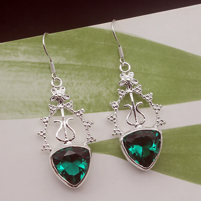 

Hermosa Fashion Jewelry Unique Green Topaz925 Sterling Silver Earrings For Women Fashion Jewelry 2 Inch ME092