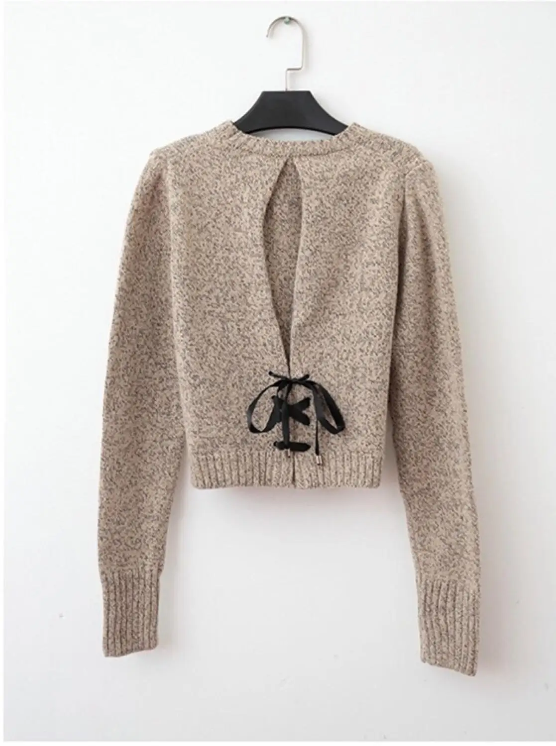 Повседневный вязаный свитер с круглым вырезом женский джемпер на завязках