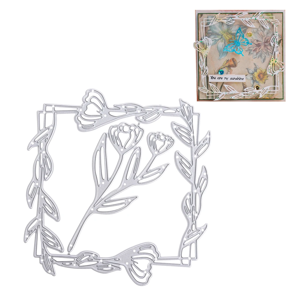 

InLoveArts Leaves Branch Metal Cutting Dies Square Frame Craft For Scrapbooking Handmade DIY Mould Blade Punch Stencils Dies Cut