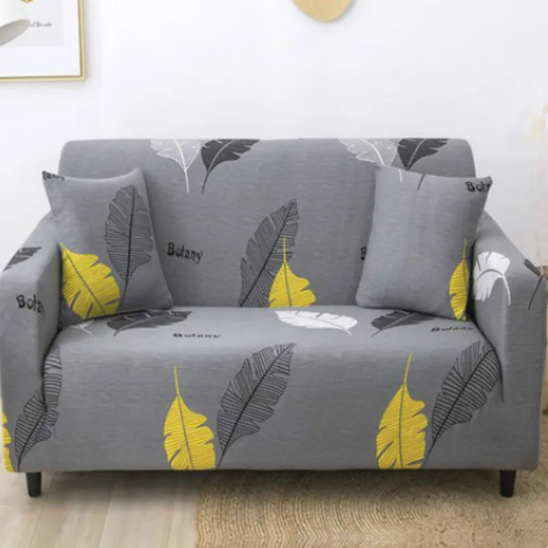 

Leaves Pattern High Elastic Milk Silk Couches Cover Soft Texture High Quality All Seasons Modern Style Living Room Sofa Cover