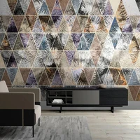 custom mural wallpaper hand painted nordic tropical plants light luxury 3d geometric living room tv sofa background wall mural
