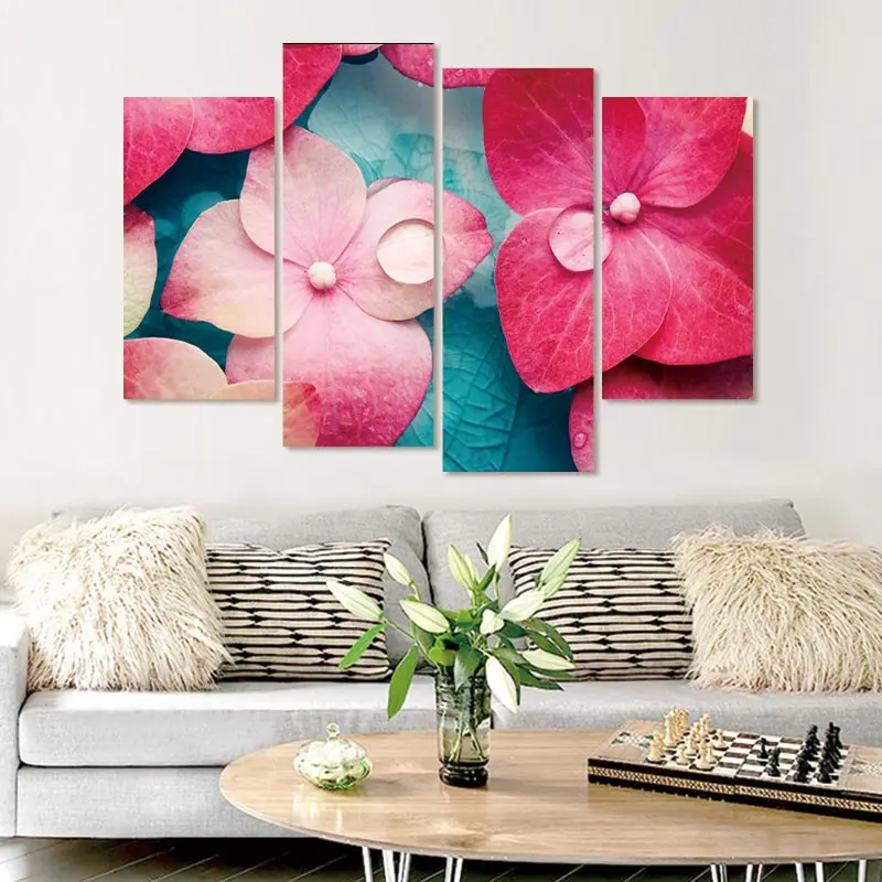 Conisi 4 шт./компл. Печать на холсте Цветы белая черная Настенная картина с