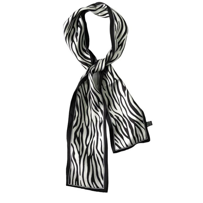 

Women Long Scarf 85*9cm Faux Silk Scarves Bandage Ribbon Tie Scarves Black Headband Bag Ribbon Choker Geometric Hair Scarf
