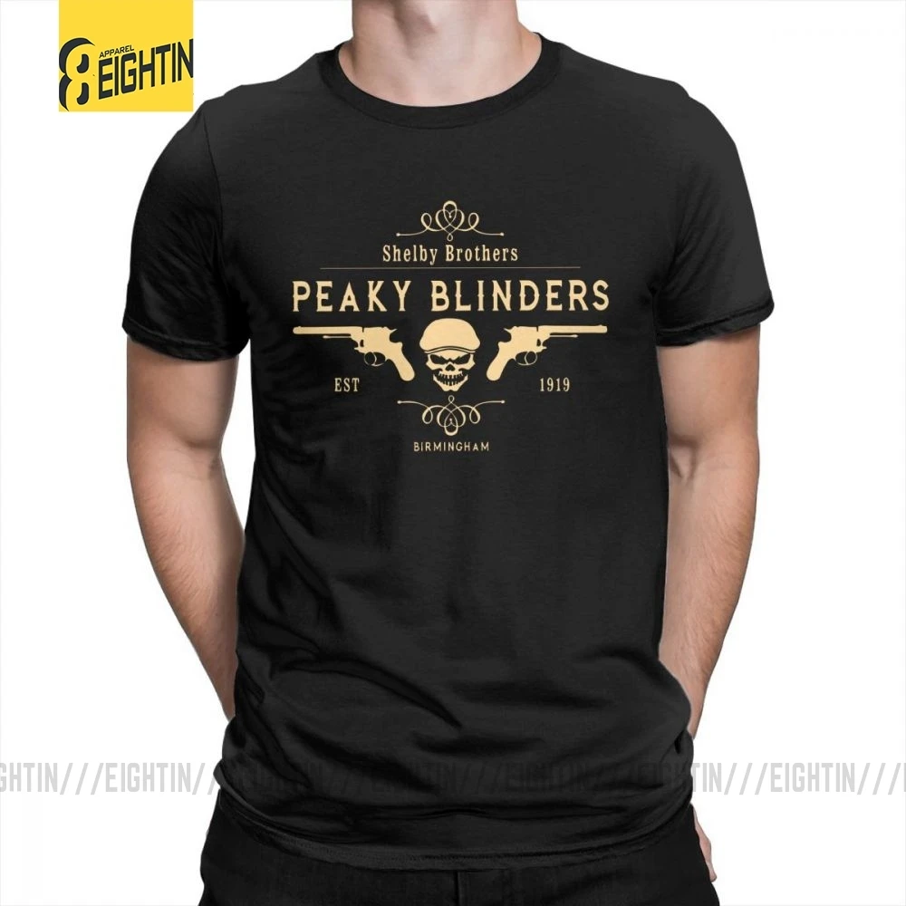 Черный Peaky Blinders, футболка, Shelby Brothers, новинка, круглый вырез, короткий рукав, мужские белые футболки, хлопок, потрясающая одежда - Цвет: Черный