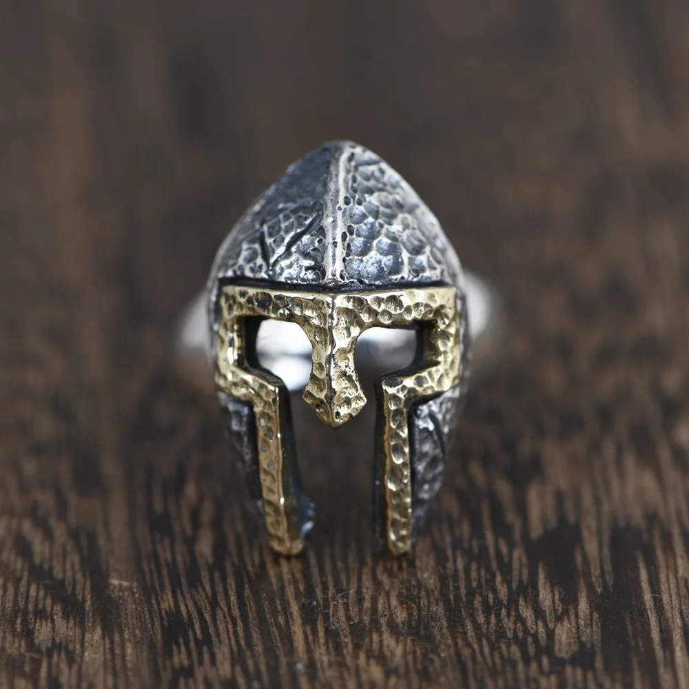 

BOCAI 2021 модные ювелирные изделия из стерлингового серебра S925 пробы Винтаж Ретро спартанская Маска Шлем Броня мужское кольцо Открытое властн...