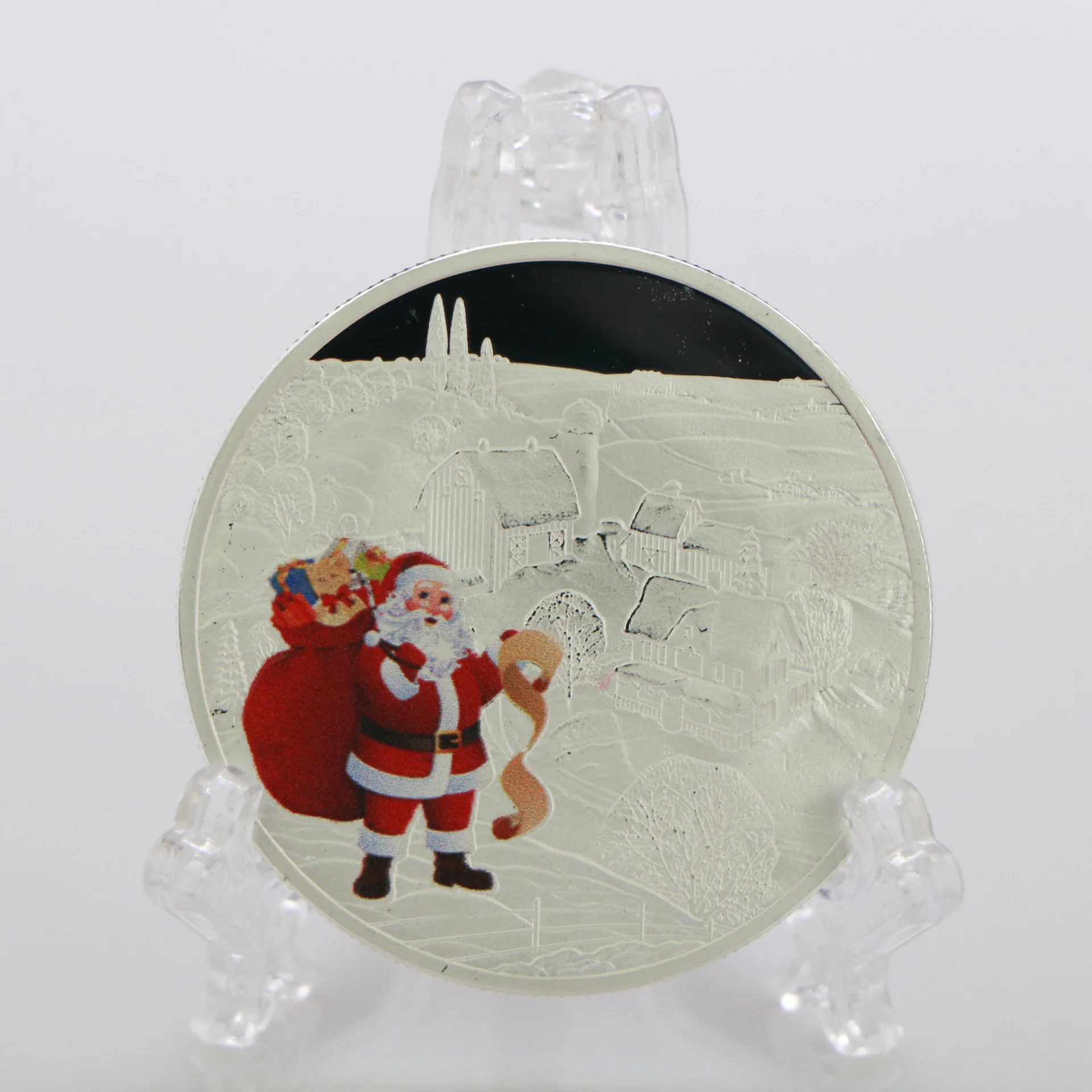 

2021 Merry Christmas Commemorative Coin Santa Claus Elk Badge Gold and Silver Medal Gifts Crafts Collection Home Decoration