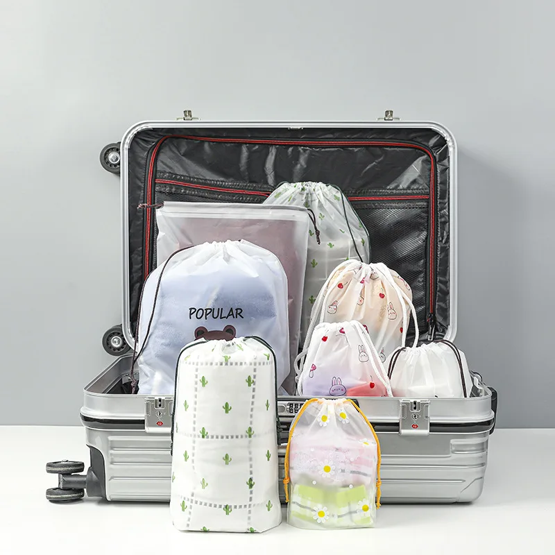 

Portable Drawstring Transparent Cosmetic Waterproof Travel Luggage Beauty Kit Bath Organizer Toiletry Wash Case Cute Bag