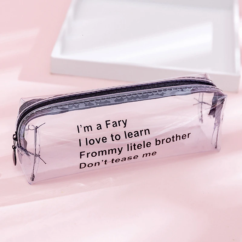 1 PC Kawaii Transparent PVC Large Capacity Pencil Case Bags Creative Pen Box Pouch Student Gift School Stationery Supples 050001 |