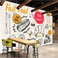 custom hamburger pizza western fast food hot dog restaurant background wall mural wallpaper 3d snack bar burgers wall paper 3d