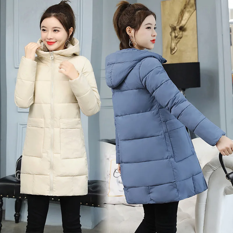 Женские Длинные парки в полоску с капюшоном и карманами Повседневная теплая