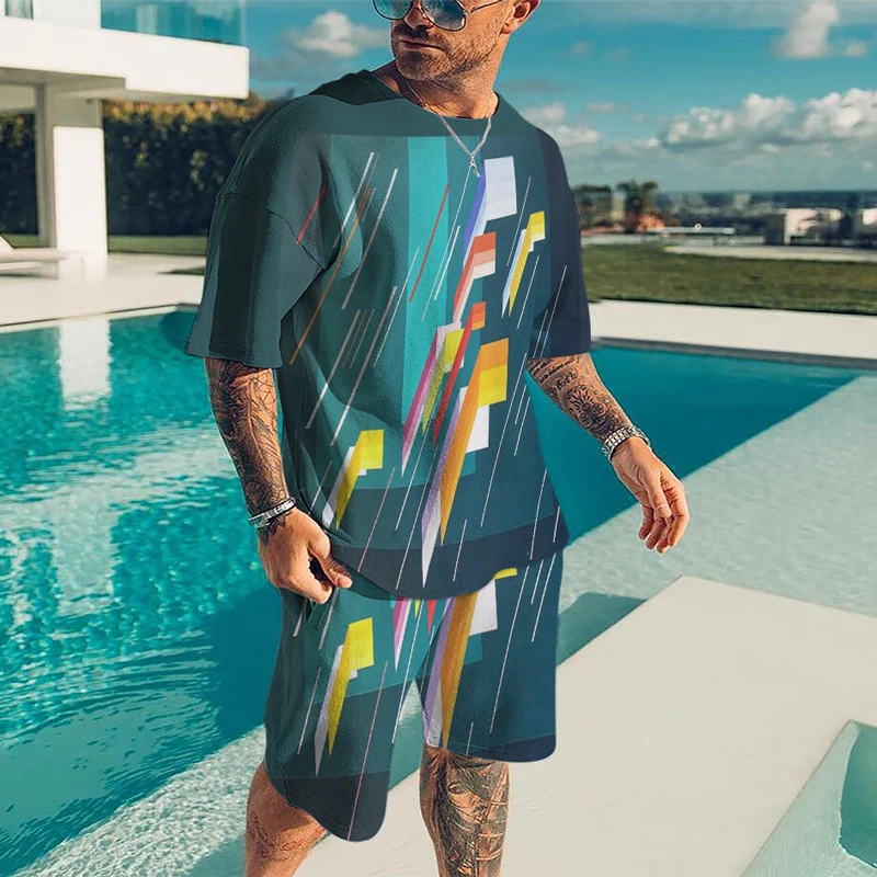 

Summer Sportwear Breathable Casual Men Sets Short Outfits T Shirt Shorts Male Tracksuit Set Men Kimi Man Fashion 2 Pieces Set