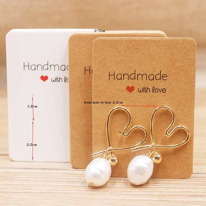 50 шт. бумажные бирки для сережек гвоздиков ручной работы|Упаковка и стойки