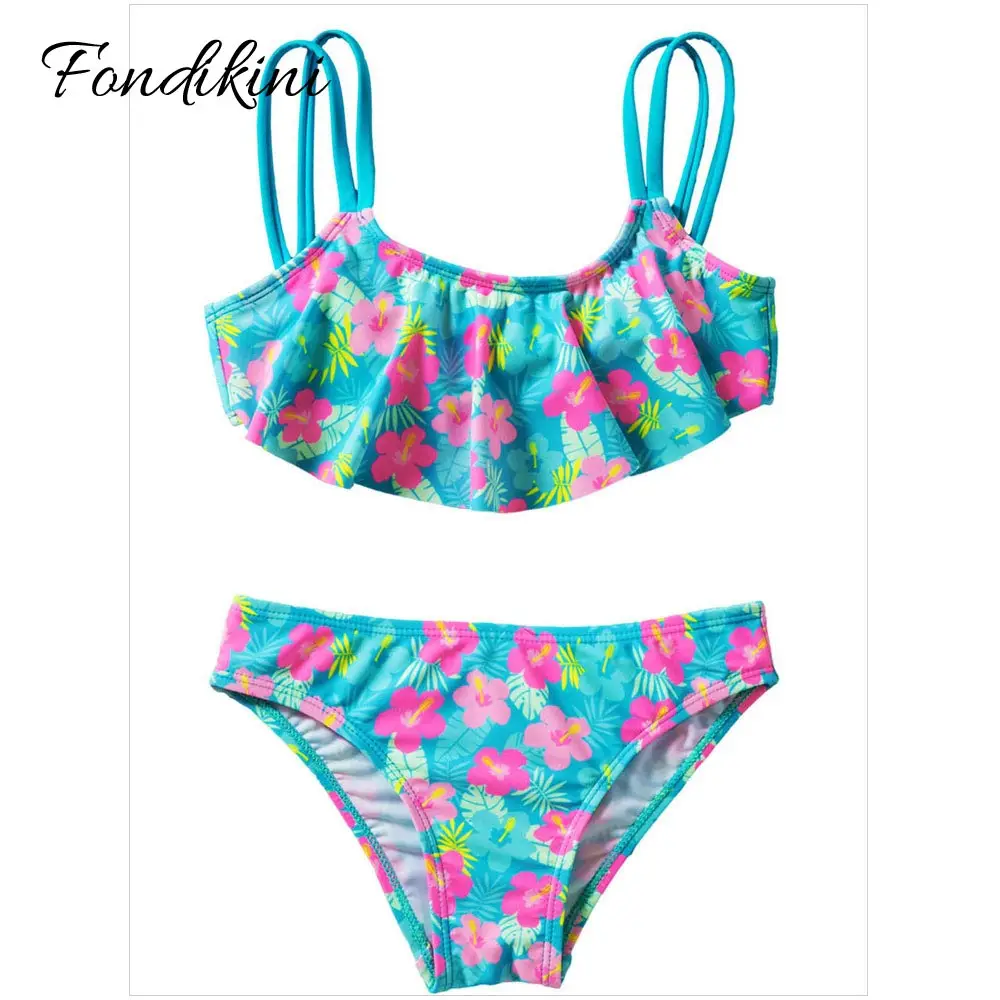 Детский купальник бикини с цветочным рисунком коллекция 2020 года милый купальный