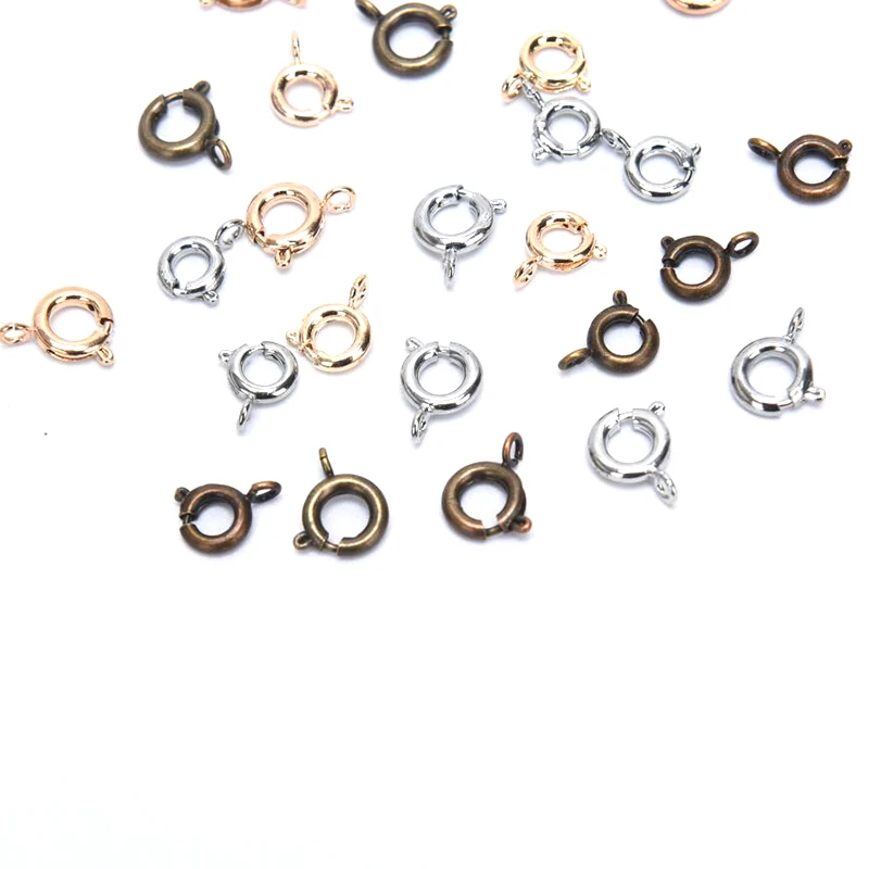 

20Pcs Round Spring Clasps Hooks Connector Necklace Buckle DIY Jewelry Making 6/7mm Hot