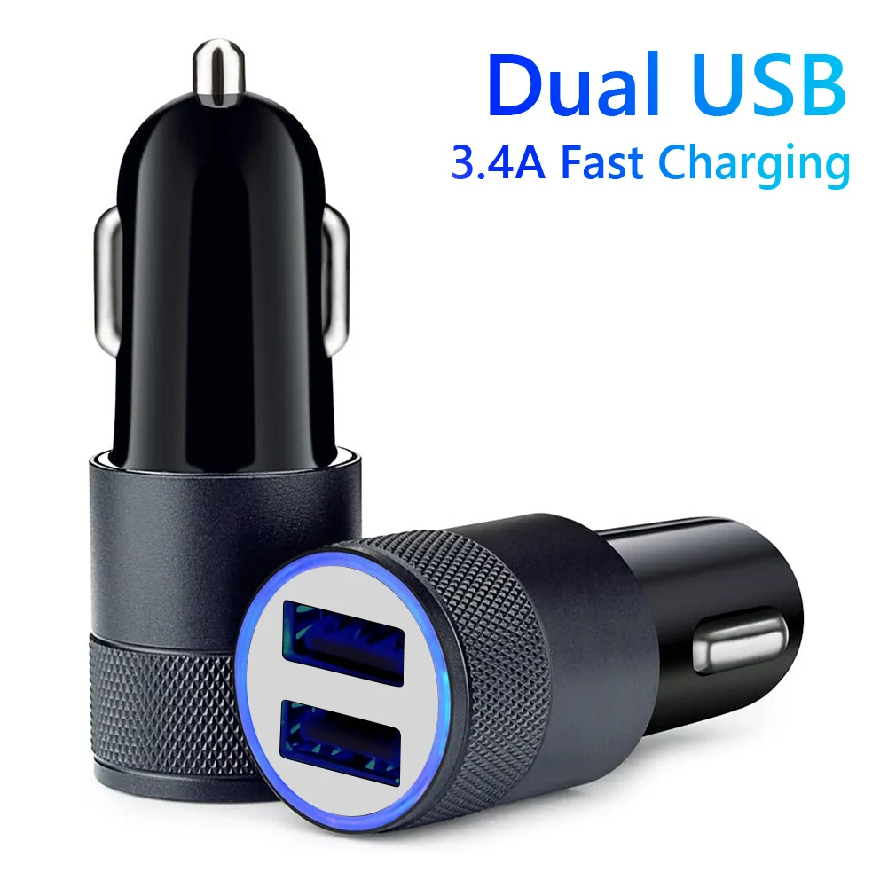 

Автомобильное зарядное устройство с двумя USB-портами, 5 В, 2,4 А + 1 А