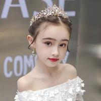 pink tiara girl shows off cute princess hair band birthday tiara hair accessories wedding hair accessories