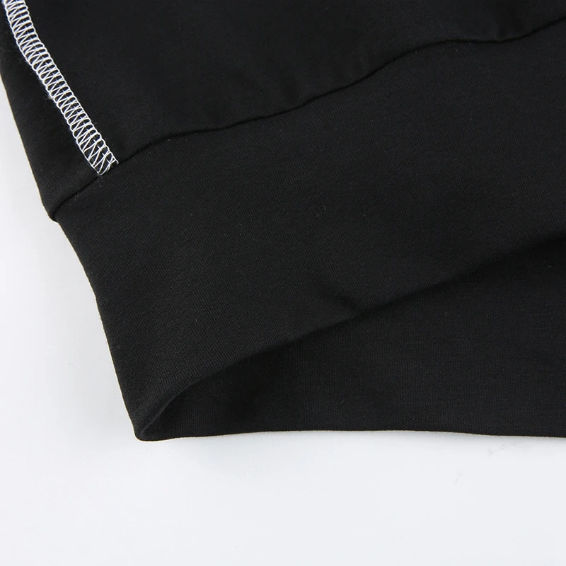 

Women'S Fashion Color Contrast Zipper Lapel Short Long Sleeve Cardigan Top Black