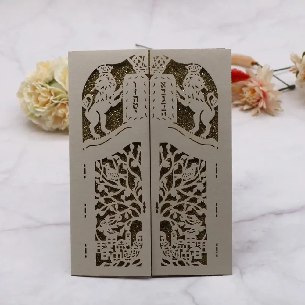 12 шт. визитки Mighty Lion Laser Cut принадлежности для похорон набор складных приглашений