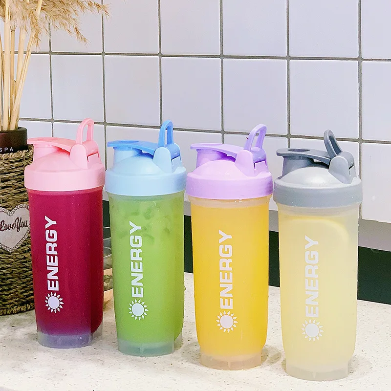 

500ML single-handed single-layer plastic water cup, protein powder shaker cup, sports fitness milkshake cup factory direct sales