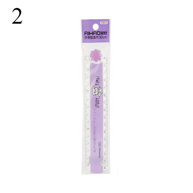 Purple 30 см Милые Складные линейки, прямая Линейка, модная цветная линейка для студентов, обучения, сделай сам, принадлежности для рисования, канцелярские принадлежности для офиса и школы - Цвет: Purple