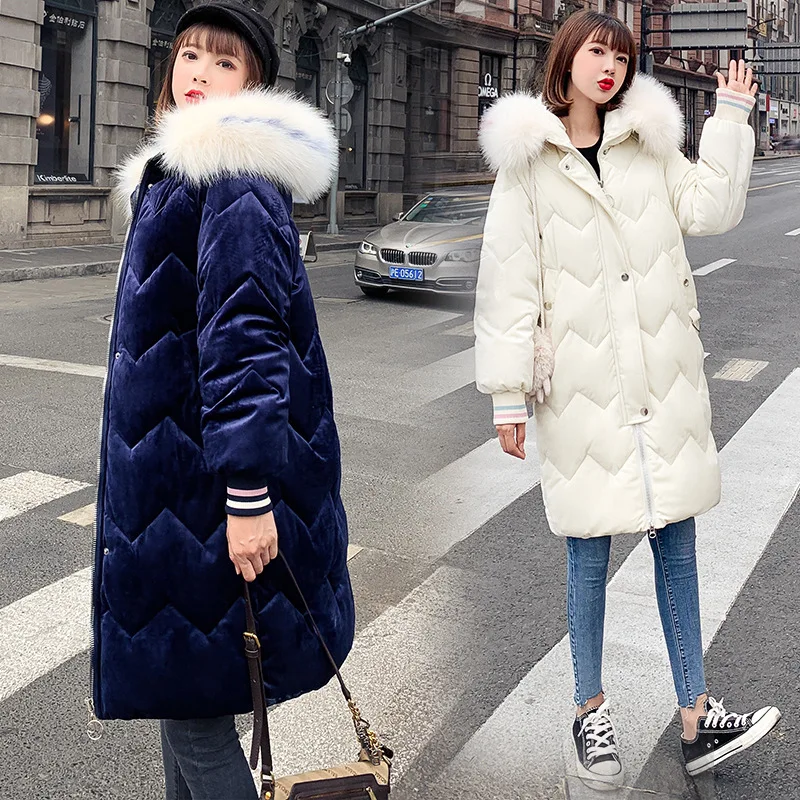 Зимняя новая Корейская версия длинная утолщенная хлопковая стеганая куртка с