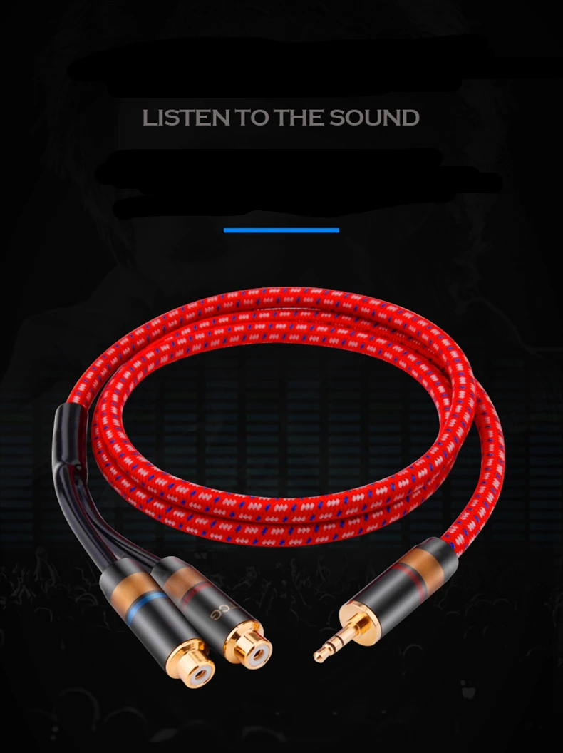 

Y-052 HIFI audio cable one in two gold-plated 3.5mm to double lotus head 3.5 to 2RCA female extension cable