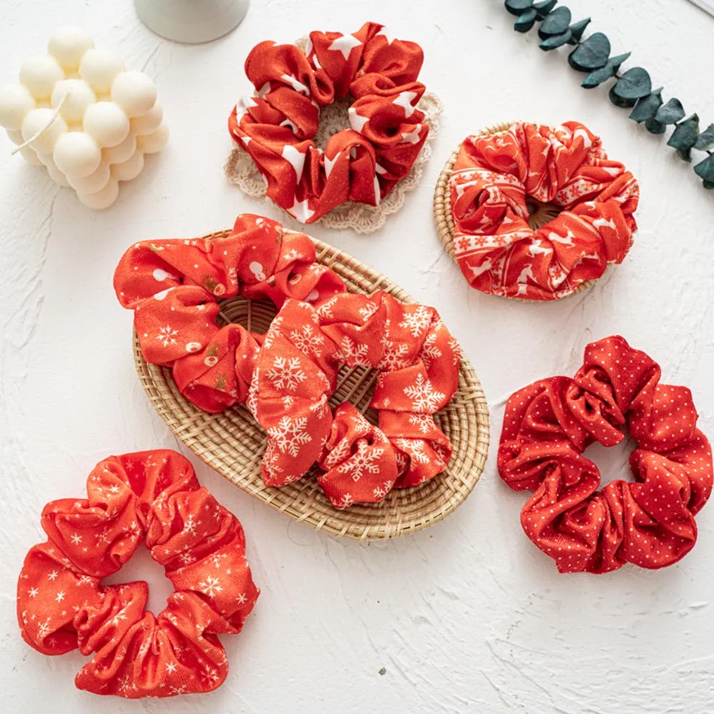 

Red Scrunchie Hair Ties Hair Bands Christmas Hair Rubber Scrunchies For Women Ponytail Holders Large Intestine Hair Accessories