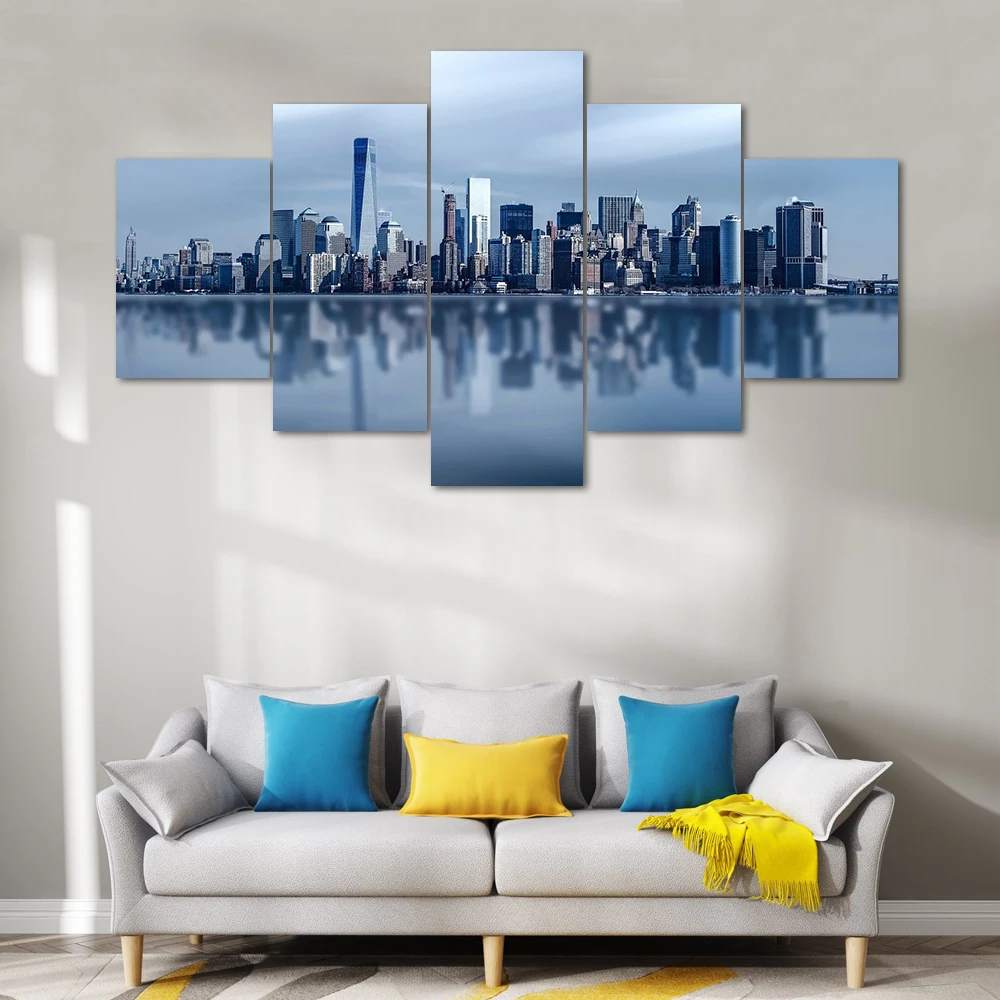 CAPICS 5 4 3 панели в рамке знаменитый городской пейзаж Нью-Йорк Хадсон река небоскреб