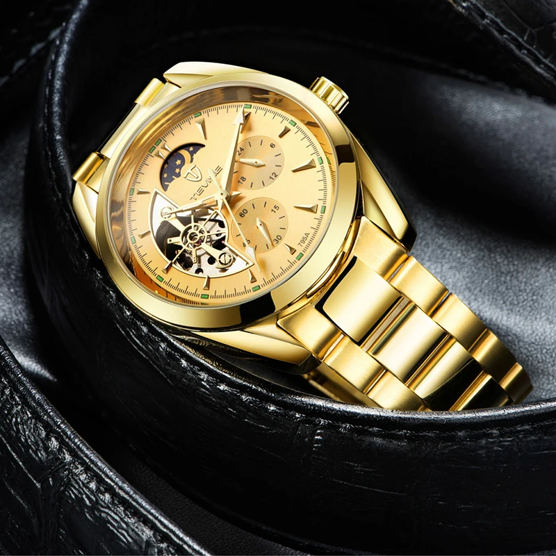 TEVISE автоматические часы Tourbillon механические часы мужские часы деловые наручные часы Мужские часы со скелетом montre homme