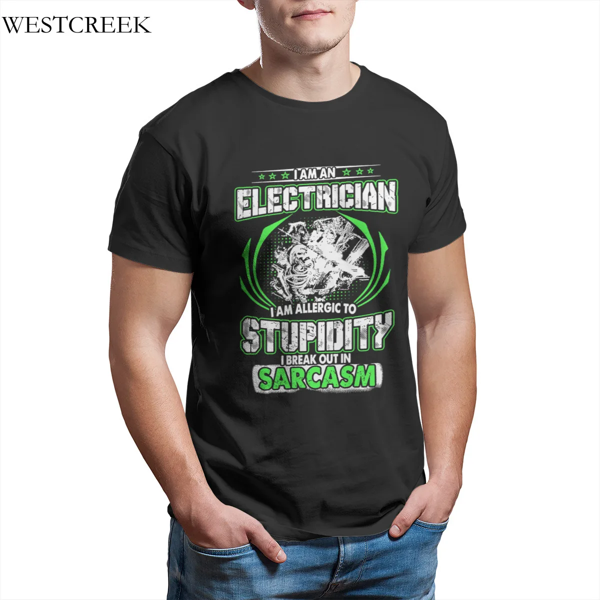 

Wholesale Men's T-Shirt An Electrician And Allergic To Stupidity T-Shirt Print Punk Groot Men Clothing 35816