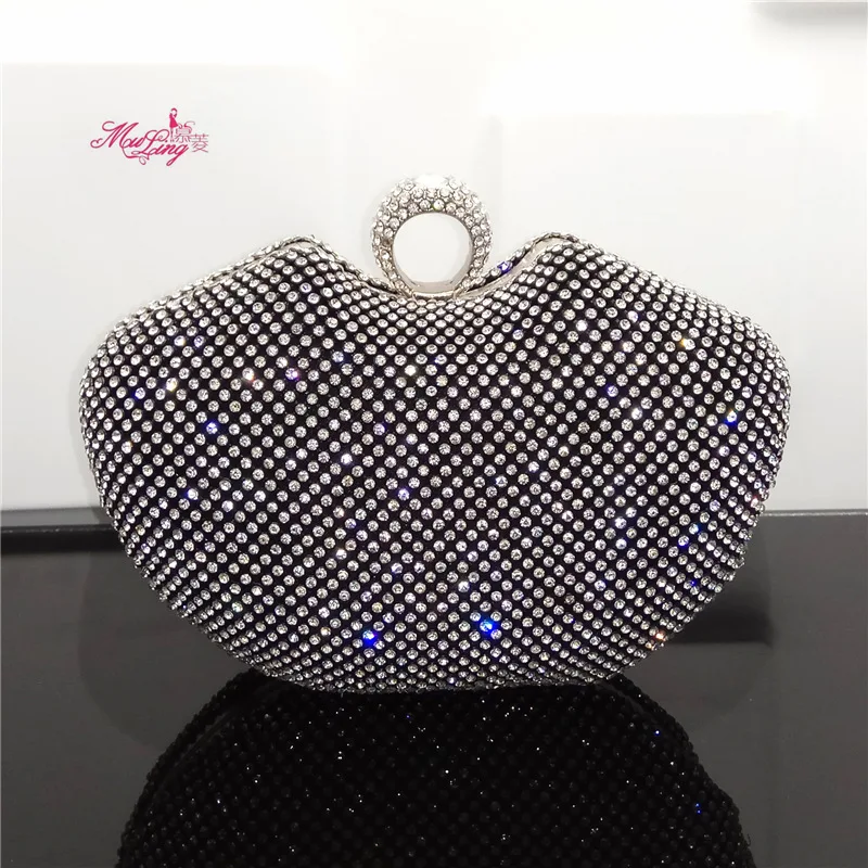 

New Dinner Bag heart-shaped Rhinestone evening bag banquet dress holding women's bag chain diagonal bag