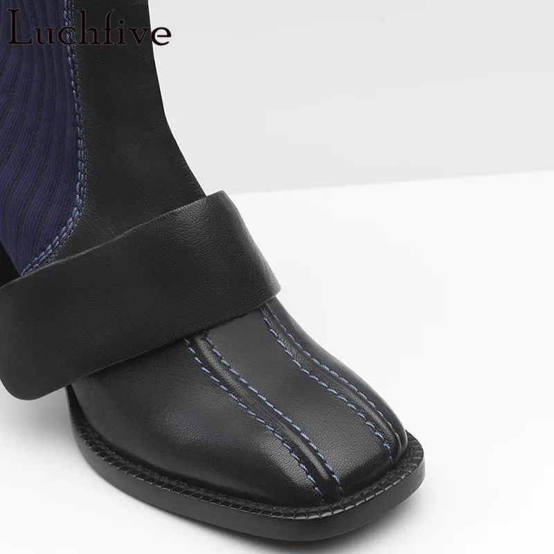 Модные шерстяные ботинки с Т образным ремешком классические короткие квадратным