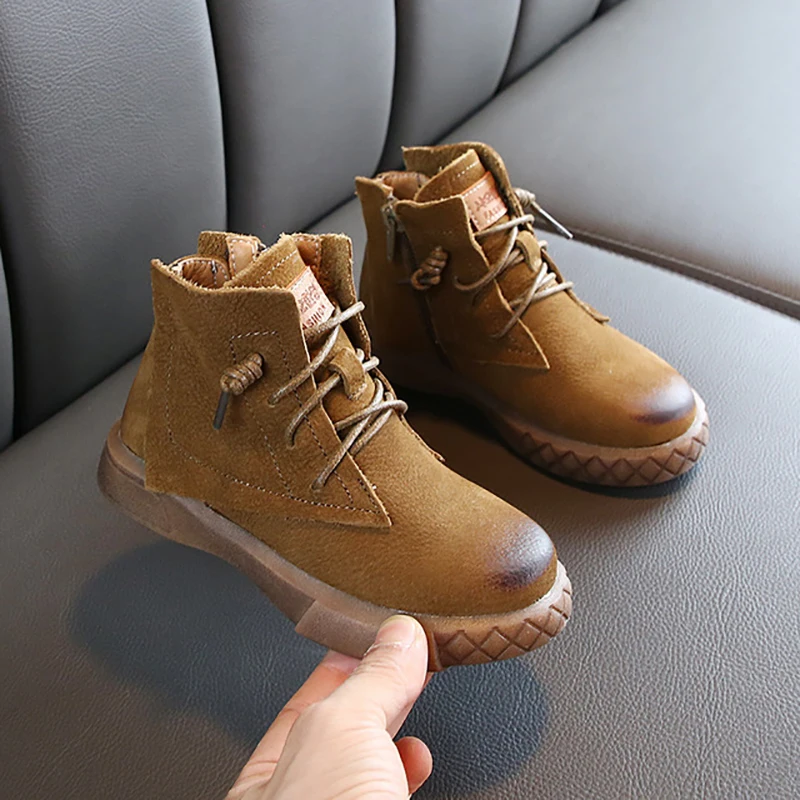 Детская обувь Dolakids Новинка осени и зимы ботильоны из воловьей кожи для мальчиков