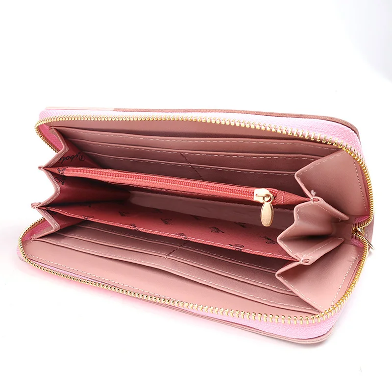 

Geometric Wallets Female Money Credit Card Holder Clutch pu Leather Zipper Coin Purses for Women Long Phone Pocket Lady Purse