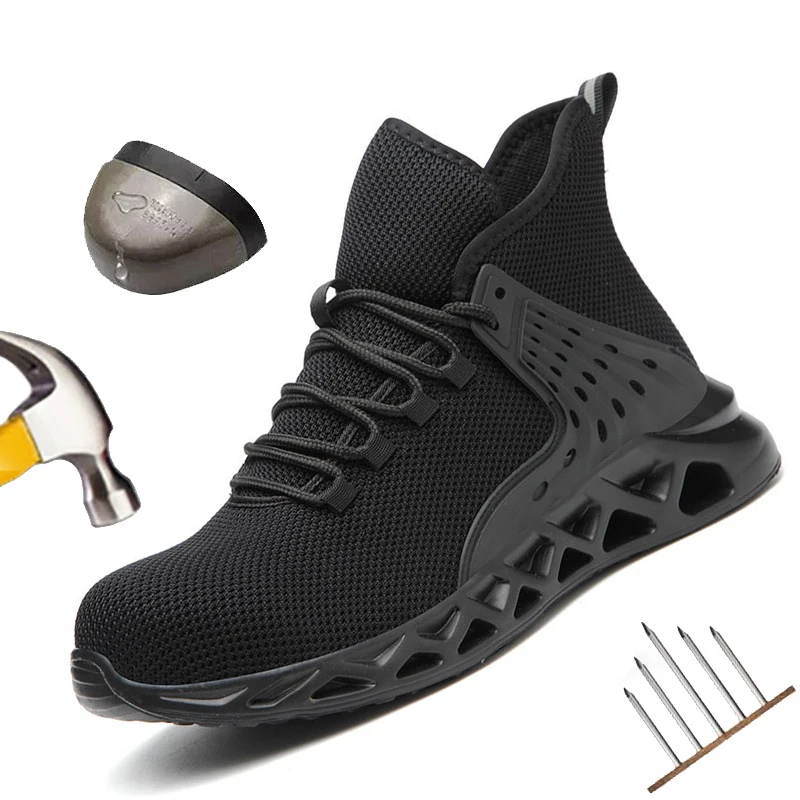 

Мужская защитная обувь, Рабочая защитная обувь со стальным носком, с защитой от прокалывания, новые ботильоны, строительная обувь, повседне...