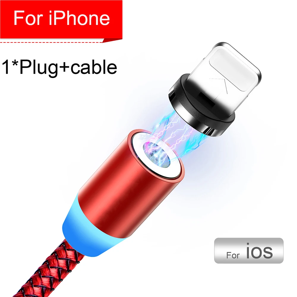 Red iOS Cable Магнитный зарядный кабель BaySerry type C Магнит Micro usb быстрая зарядка usb type C кабель для iphone 11 Pro XR samsung S9 Xiaomi - Цвет: Red iOS Cable